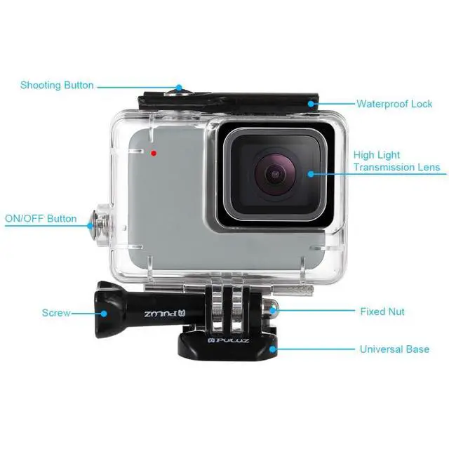Alt view image 6 of 7 - PULUZ 45m Underwater Waterproof Housing Diving Case for GoPro HERO7 Silver / HERO7 White, with Buckle Basic Mount & Screw (Transparent)