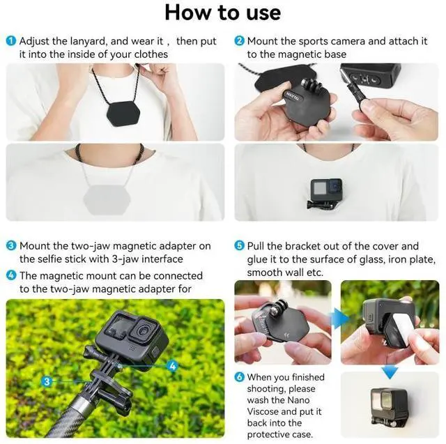 Alt view image 6 of 6 - TELESIN Magnetic Action Camera Quick Release Bracket Mount,Spec: Extended Suit TE-MMK-002 Extended