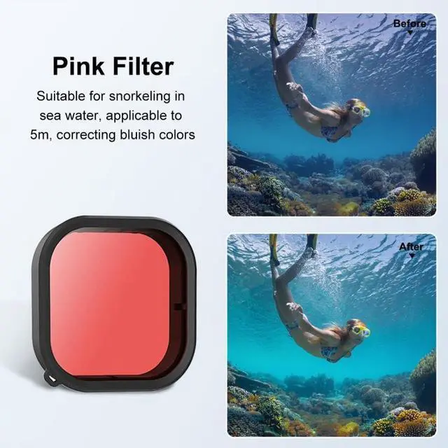 Alt view image 6 of 6 - PULUZ Square Housing Diving Color Lens Filter For GoPro HERO13 Black /12 Black /11 Black /10 Black /9 Black, Only for PU527 Diving Case (Red)