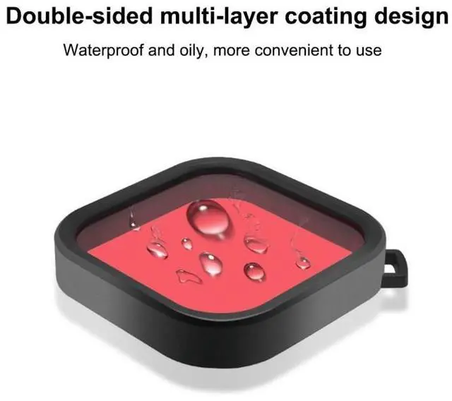 Alt view image 5 of 6 - PULUZ Square Housing Diving Color Lens Filter For GoPro HERO13 Black /12 Black /11 Black /10 Black /9 Black, Only for PU527 Diving Case (Red)