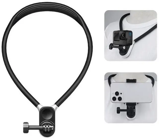 Main image of PULUZ Magnetic Silicone Collar Bracket POV View Mount with Phone Clamp for GoPro Action Cameras / Phones (Black)