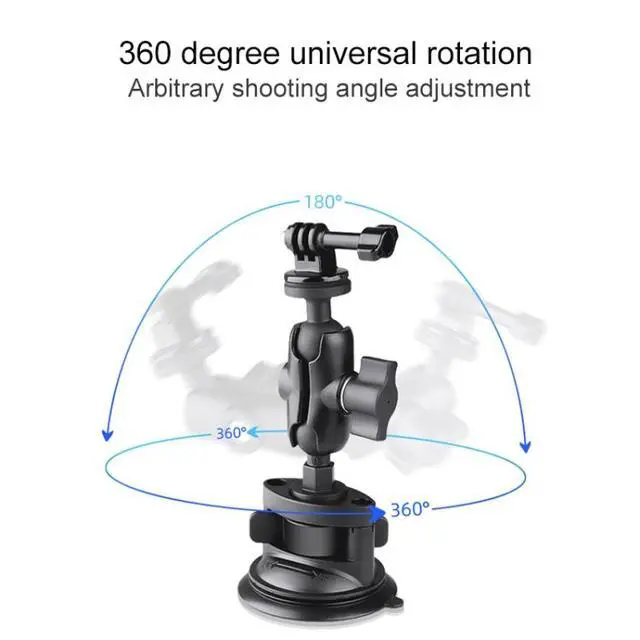 Alt view image 3 of 7 - Triangle Suction Cup Mount Holder with Tripod Adapter & Steel Tether & Safety Buckle (Black)