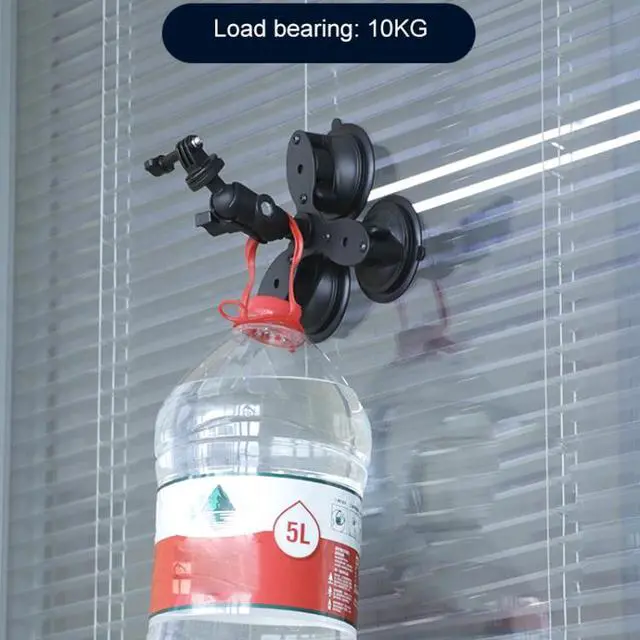 Alt view image 5 of 7 - Triangle Suction Cup Mount Holder with Tripod Adapter & Steel Tether & Safety Buckle (Black)