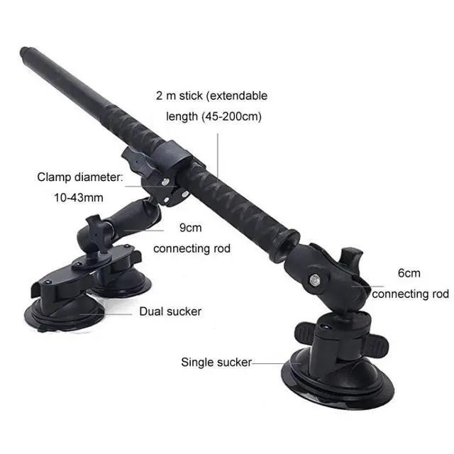 Alt view image 2 of 7 - For Insta 360 ONE X / X2 / X3 / X4 Car Top Suction Cup Selfie Stick Bracket Set 1