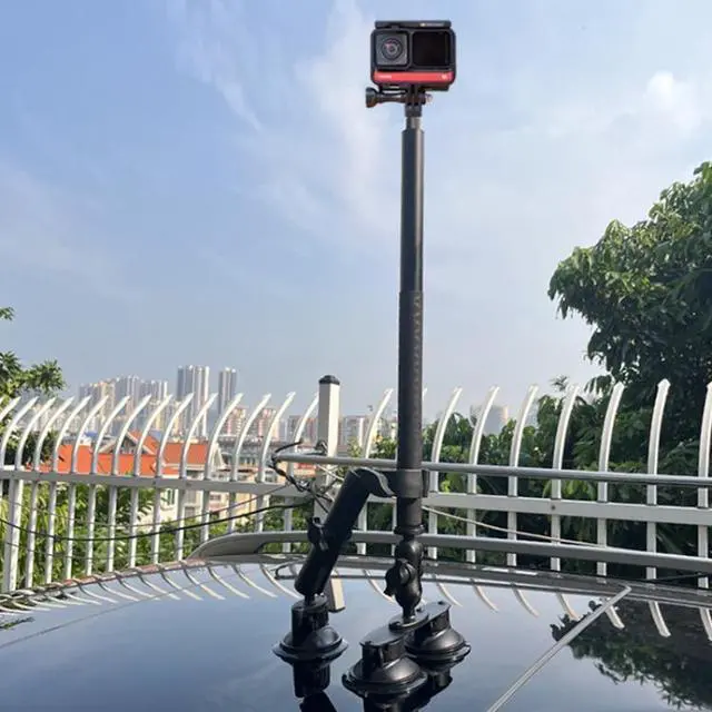 Alt view image 7 of 7 - For Insta 360 ONE X / X2 / X3 / X4 Car Top Suction Cup Selfie Stick Bracket Set 1