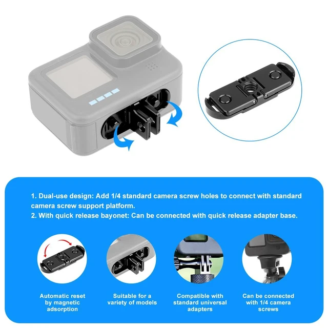 Alt view image 2 of 7 - PULUZ Quick Release Magnetic Folding Finger Base Mount for GoPro HERO12 Black /11 Black /11 Black mini /10 Black /9 Black /8 Black / Max (Black)