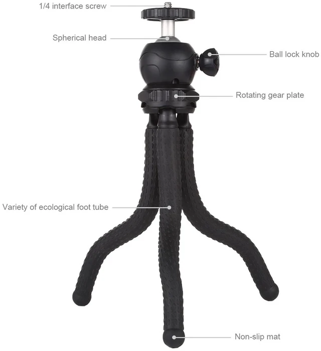 Alt view image 3 of 7 - PULUZ Mini Octopus Flexible Tripod Holder with Ball Head for SLR Cameras, GoPro, Cellphone, Size: 25cmx4.5cm (Style 1)