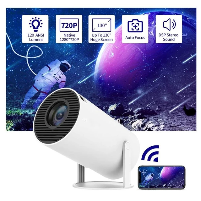 Alt view image 3 of 7 - HY300 Smart Projector Android 11.0 System 120 Lumen Portable Projector US Plug