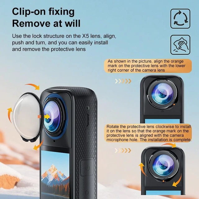 Alt view image 4 of 7 - For Insta360 X5 PULUZ Rotating Optical Tempered Glass Lens Guard Protective Cover (Transparent) (Transparent)