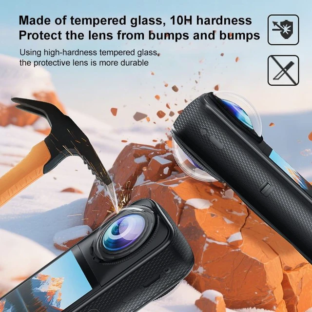 Alt view image 6 of 7 - For Insta360 X5 PULUZ Rotating Optical Tempered Glass Lens Guard Protective Cover (Transparent) (Transparent)