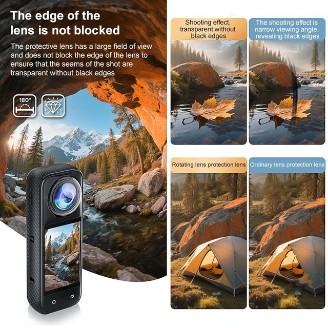 Alt view image 7 of 7 - For Insta360 X5 PULUZ Rotating Optical Tempered Glass Lens Guard Protective Cover (Transparent) (Transparent)