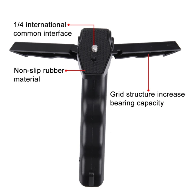 Alt view image 2 of 7 - PULUZ Grip Folding Tripod Mount with Adapter & Screws for GoPro, Insta360, DJI and Other Action Cameras, Load Max: 2kg(Black)