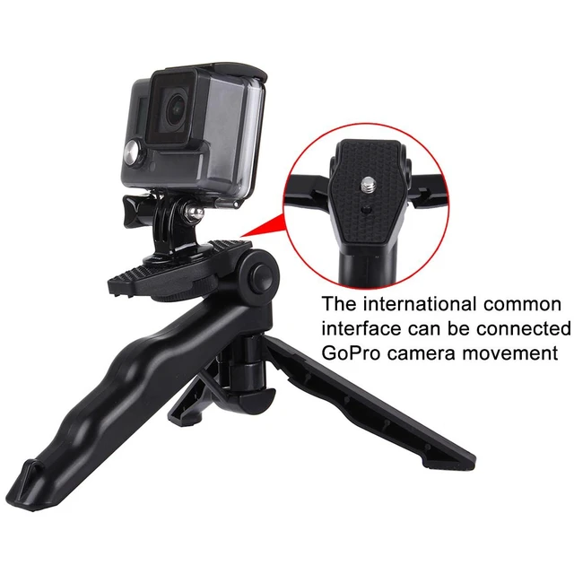 Alt view image 3 of 7 - PULUZ Grip Folding Tripod Mount with Adapter & Screws for GoPro, Insta360, DJI and Other Action Cameras, Load Max: 2kg(Black)