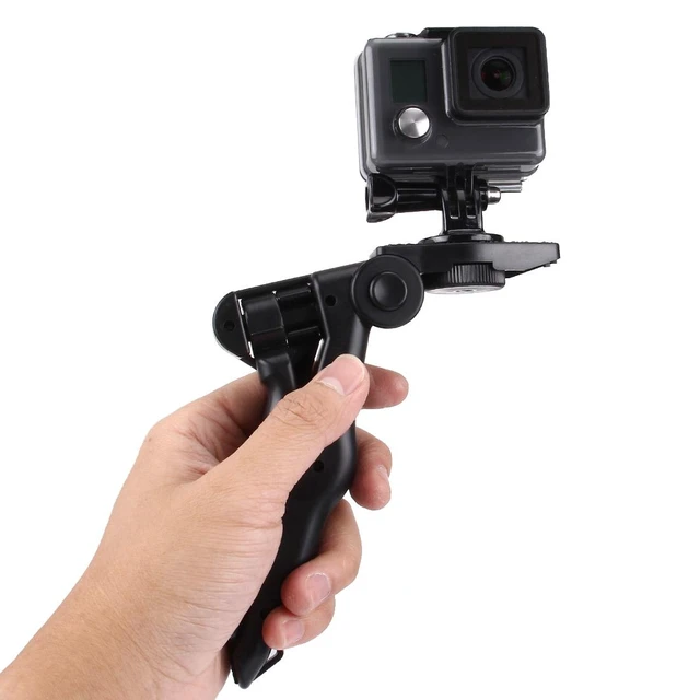 Alt view image 5 of 7 - PULUZ Grip Folding Tripod Mount with Adapter & Screws for GoPro, Insta360, DJI and Other Action Cameras, Load Max: 2kg(Black)