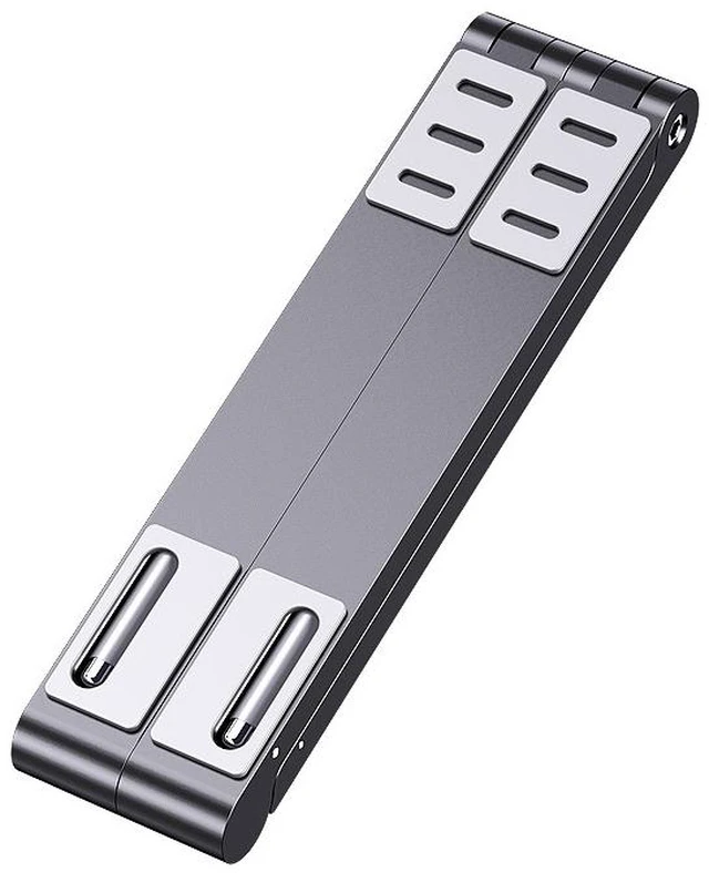 Main image of Metal Laptop Stand Computer Cooling Folding Mini Flat Raised Bracket (Gray)