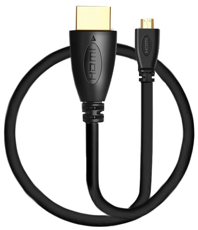 Alt view image 2 of 7 - 1m Gold Plated 3D 1080P Micro HDMI Male to HDMI Male cable for Mobile Phone, Cameras, GoPro