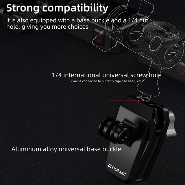 Alt view image 6 of 7 - PULUZ Motorcycle Windshield Clip Bracket Camera Mount (Black)