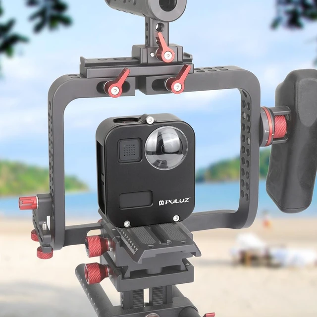 Alt view image 7 of 14 - PULUZ Housing Shell CNC Aluminum Alloy Protective Cage for GoPro Max(Black)