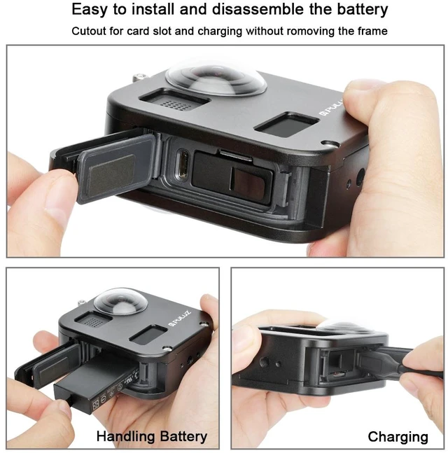 Alt view image 4 of 14 - PULUZ Housing Shell CNC Aluminum Alloy Protective Cage for GoPro Max(Black)