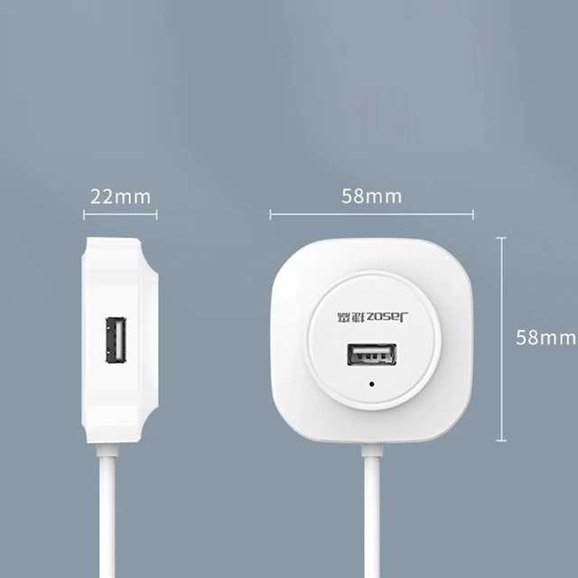 Alt view image 2 of 5 - Jasoz High-Speed USB2.0 4-Ports HUB 1 to 4 Docking HUB, Colour: White 0.3m White 0.3m