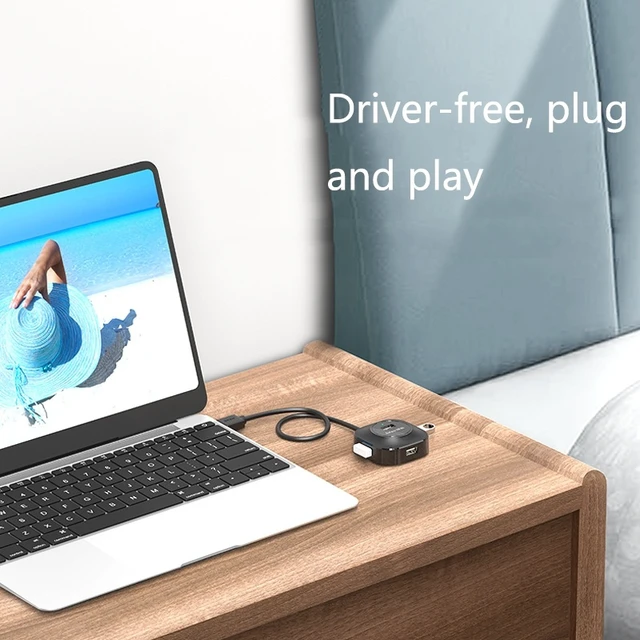 Alt view image 5 of 5 - Jasoz High-Speed USB2.0 4-Ports HUB 1 to 4 Docking HUB, Colour: White 0.3m White 0.3m
