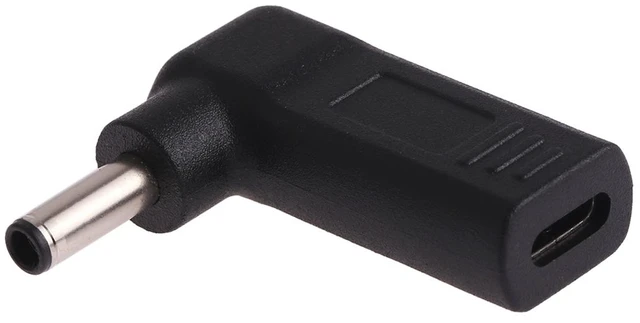 Alt view image 2 of 4 - USB-C / Type-C Female to 4.5 x 3.0mm Male Plug Elbow Adapter Connector (Black)