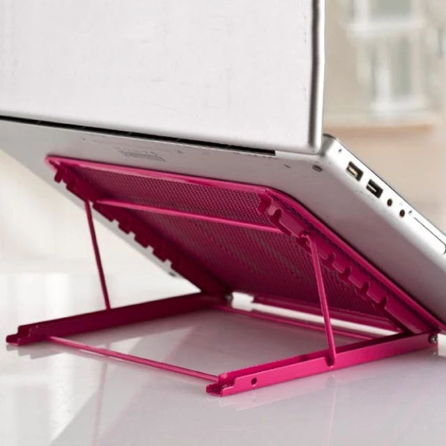 Alt view image 2 of 6 - Portable Desktop Folding Cooling Metal Mesh Adjustable Ventilated Holder(Black)