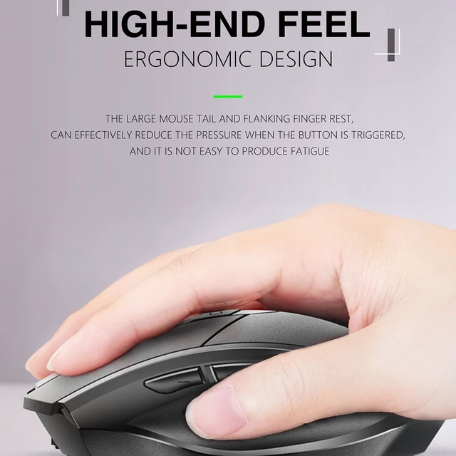 Alt view image 4 of 6 - Inphic PM6 6 Keys 1000/1200/1600 DPI Home Gaming Wireless Mechanical Mouse, Colour: Gray Wireless Charging Silent Version Gray Wireless Charging Silent Version