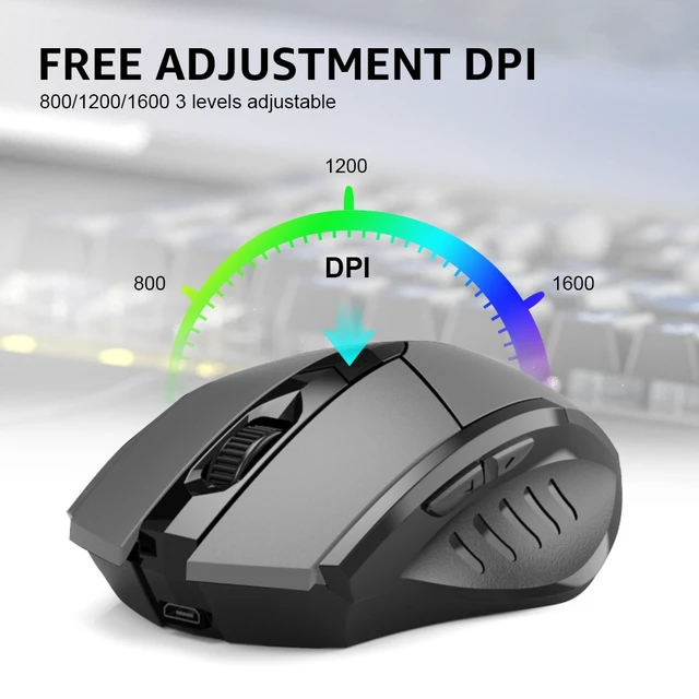 Alt view image 5 of 6 - Inphic PM6 6 Keys 1000/1200/1600 DPI Home Gaming Wireless Mechanical Mouse, Colour: Gray Wireless Charging Silent Version Gray Wireless Charging Silent Version