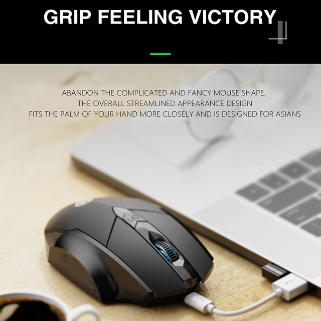 Alt view image 6 of 6 - Inphic PM6 6 Keys 1000/1200/1600 DPI Home Gaming Wireless Mechanical Mouse, Colour: Gray Wireless Charging Silent Version Gray Wireless Charging Silent Version