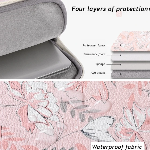 Alt view image 3 of 3 - G4-89 PU Laptop Case Tablet Sleeve Bag with Telescoping Handle, Size: 12 Inch 12 Inch (Light Pink)