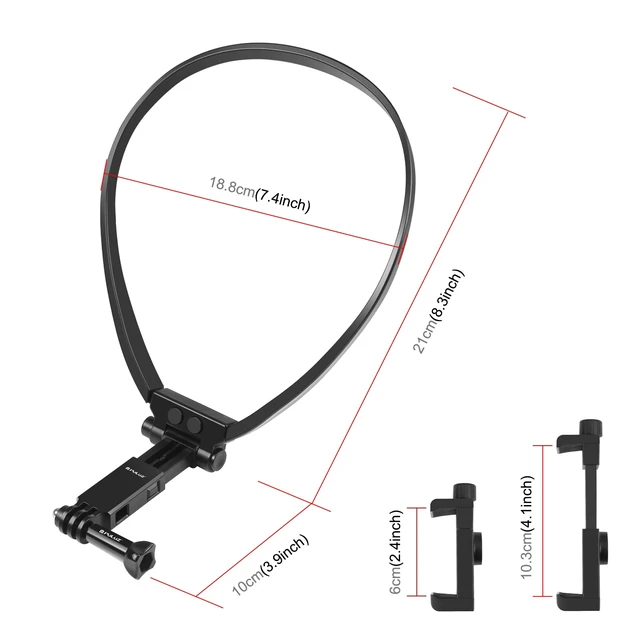 Alt view image 2 of 6 - PULUZ Lazy Adjustable Neck Bracket for GoPro Action Camera Smartphones (Black)