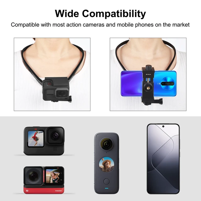 Alt view image 5 of 6 - PULUZ Lazy Adjustable Neck Bracket for GoPro Action Camera Smartphones (Black)