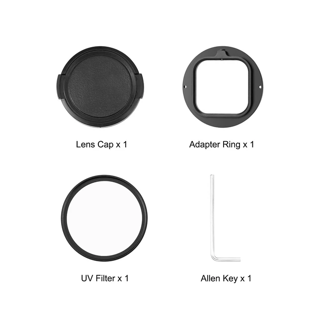 Alt view image 7 of 7 - For Insta360 Ace Pro PULUZ 52mm UV Lens Filter Adapter Ring with Lens Cover (Black) (Black)
