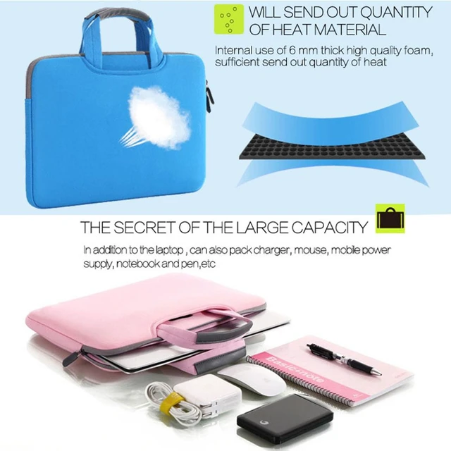 Alt view image 3 of 5 - 12 inch Portable Air Permeable Handheld Sleeve Bag for MacBook, and other Laptops, Size:32x21x2cm (Grey)