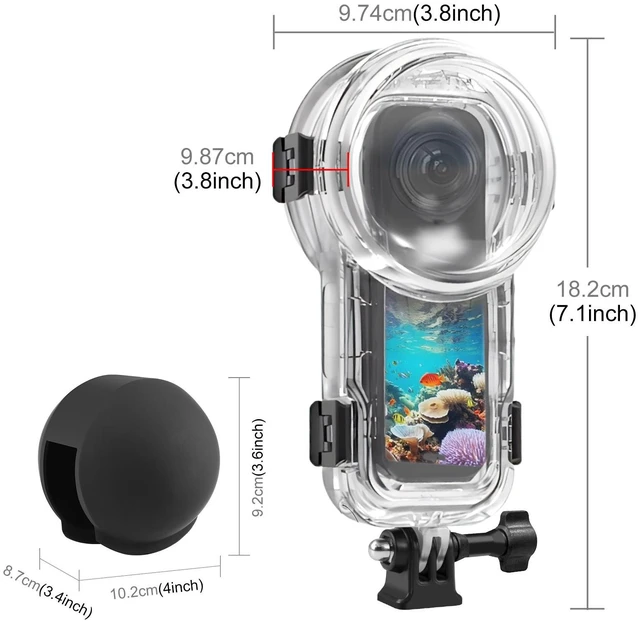 Alt view image 2 of 14 - For Insta360 X5 PULUZ 60m Waterproof Sealed Diving Case with Silicone Lens Cover (Black) (Black)
