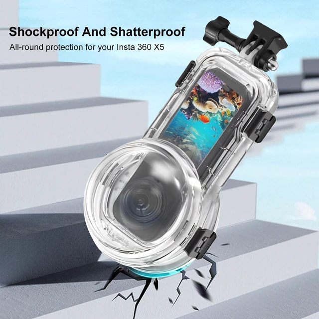 Alt view image 6 of 14 - For Insta360 X5 PULUZ 60m Waterproof Sealed Diving Case with Silicone Lens Cover (Black) (Black)