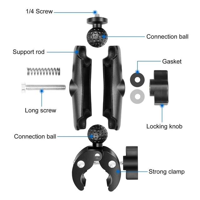 Alt view image 2 of 6 - PULUZ Motorcycle Crab Clamp Handlebar Fixed Mount Holder for GoPro and Other Action Cameras(Black)