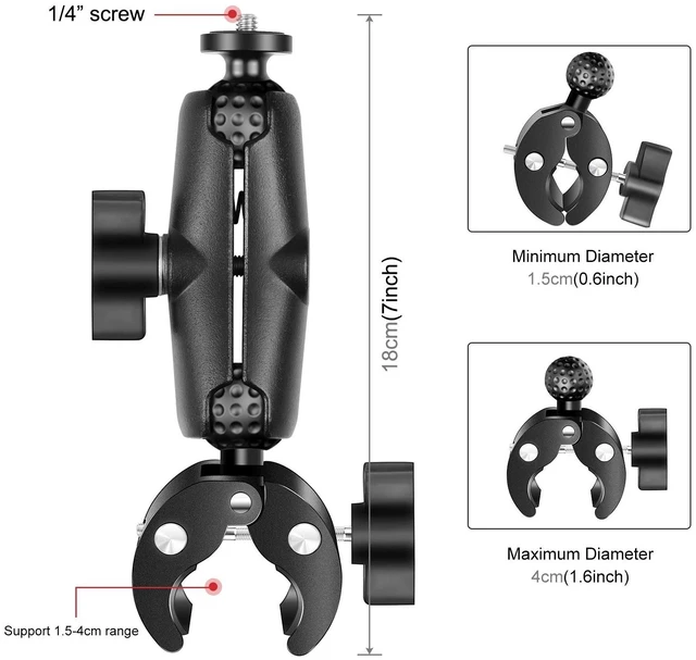 Main image of PULUZ Motorcycle Crab Clamp Handlebar Fixed Mount Holder for GoPro and Other Action Cameras(Black)