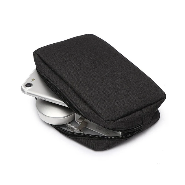 Alt view image 2 of 4 - Multi-functional Headphone Charger Data Cable Storage Bag Power Pack, Size: L, 23 x 11.5 x 5.5cm (Black)