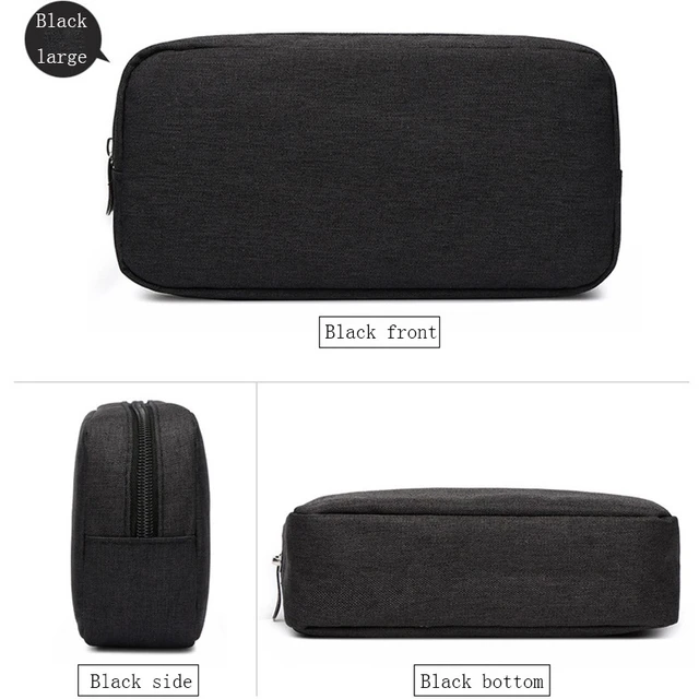 Alt view image 3 of 4 - Multi-functional Headphone Charger Data Cable Storage Bag Power Pack, Size: L, 23 x 11.5 x 5.5cm (Black)