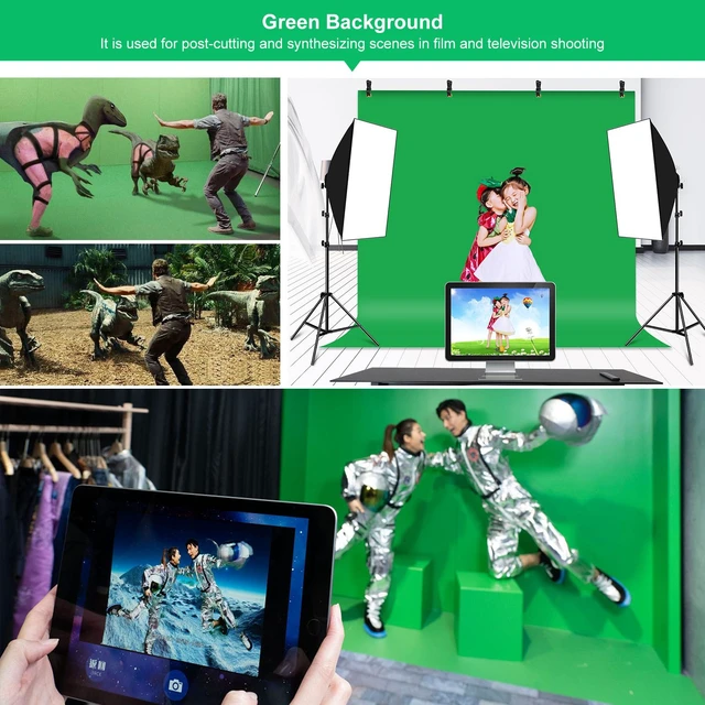 Alt view image 6 of 7 - PULUZ 2x2m T-Shape Photo Studio Background Support Stand Backdrop Crossbar Bracket Kit with Clips(Green) (Green)