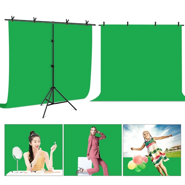 Alt view image 7 of 7 - PULUZ 2x2m T-Shape Photo Studio Background Support Stand Backdrop Crossbar Bracket Kit with Clips(Green) (Green)