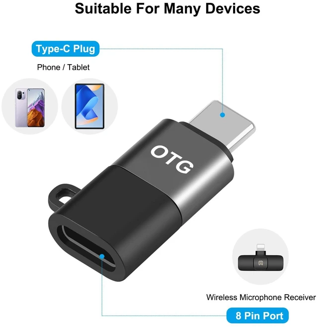 Alt view image 2 of 4 - PULUZ 8 Pin to USB-C / Type-C OTG Adapter (Black) (Black)