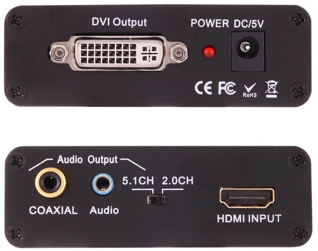 Alt view image 4 of 7 - NEWKENG X5 HDMI to DVI with Audio 3.5mm Coaxial Output Video Converter, EU Plug (Style 1)