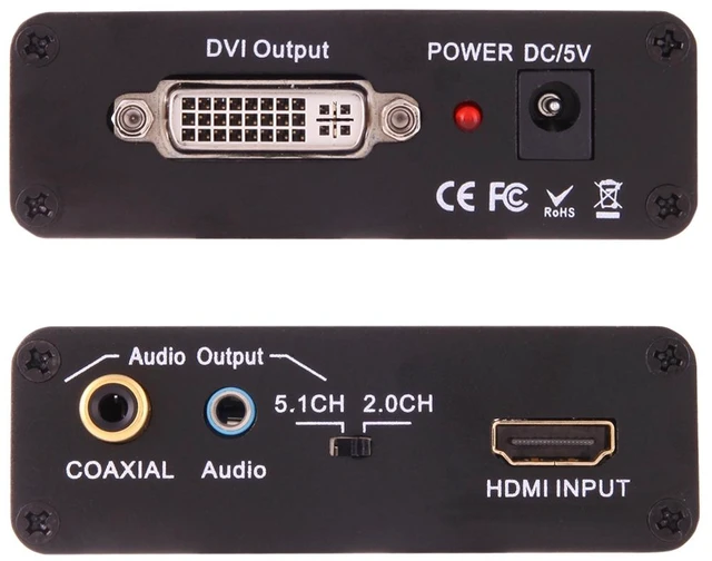 Alt view image 5 of 7 - NEWKENG X5 HDMI to DVI with Audio 3.5mm Coaxial Output Video Converter, EU Plug (Style 1)
