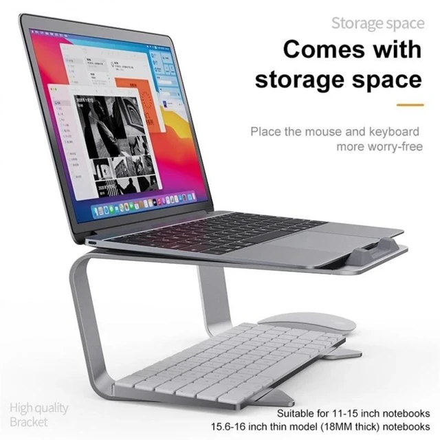 Alt view image 3 of 5 - BONERUY P49 Aluminium Alloy Heat-Dissipating Notebook Holder Storage Heightened Holder(Silver)