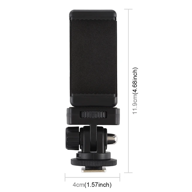 Alt view image 2 of 7 - PULUZ 1/4 inch Screw Thread Cold Shoe Tripod Mount Adapter with Phone Clamp