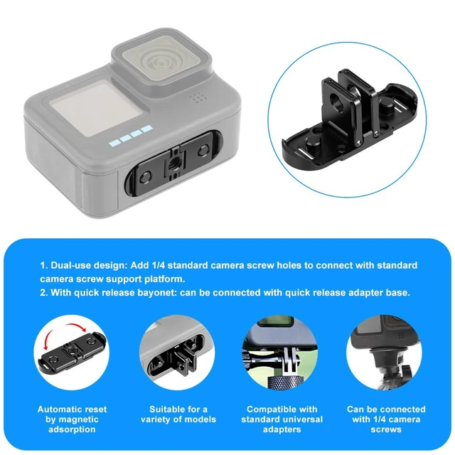 Alt view image 2 of 4 - PULUZ Quick Release Magnetic Folding Base Adapter for GoPro HERO12 Black /11 Black /11 Black mini /10 Black /9 Black /8 Black / Max (Black)