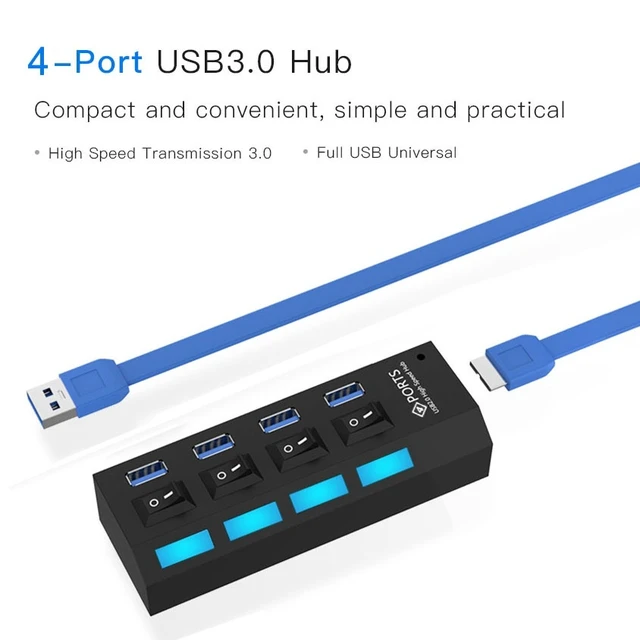 Alt view image 2 of 6 - 4 Ports USB 3.0 HUB, Super Speed 5Gbps, Plug and Play, Support 1TB (White)